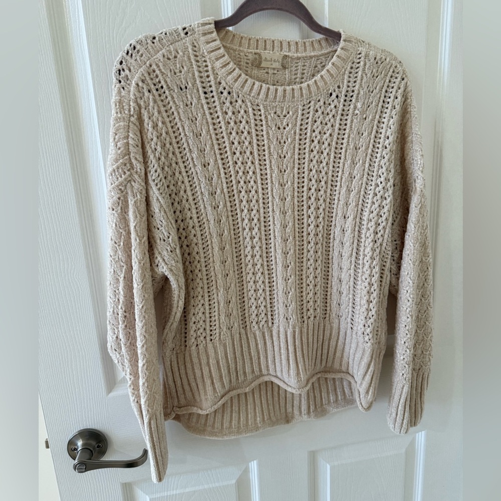 Altar'd State Cream Textured Knit Sweater